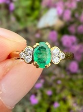 9ct Gold Emerald and Diamond Ring | UK Size O | US Size 7