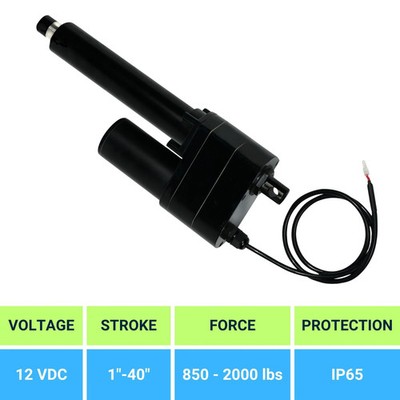 12V Industrial Linear Actuator (1''-40'' stroke, 850-2000 lbs force) - PA-17 model