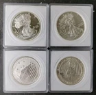 Lot of Four 1/2oz Silver Rounds/Coins in Plastic Holders