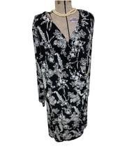 NEW Chaps By Ralph Lauren Dress Size 22W Gorgeous Black White Floral Stretch