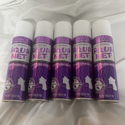 AQUA NET EXTRA SUPER HOLD HAIRSPRAY FRESH SCENT ALL WEATHER 4oz 5 cans 