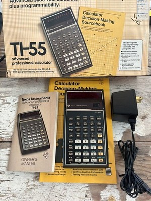 Vtg Texas Instruments TI-55 Advanced Professional Calculator/Plug Books Battery