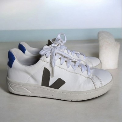 Veja Urca Low Top Lace Up Side Logo  Sneakers In White Grey Blue US 6 