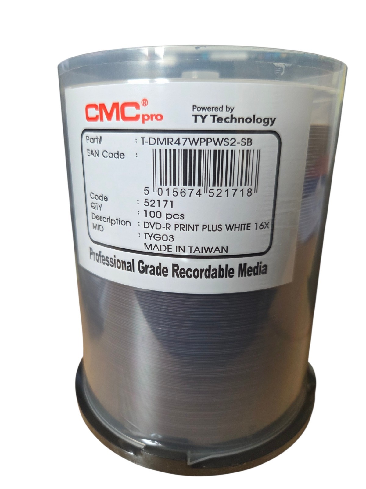 100 Genuine Taiyo Yuden JVC CMC PRO PRINT PLUS Blank DVD-R 16x 120min discs
