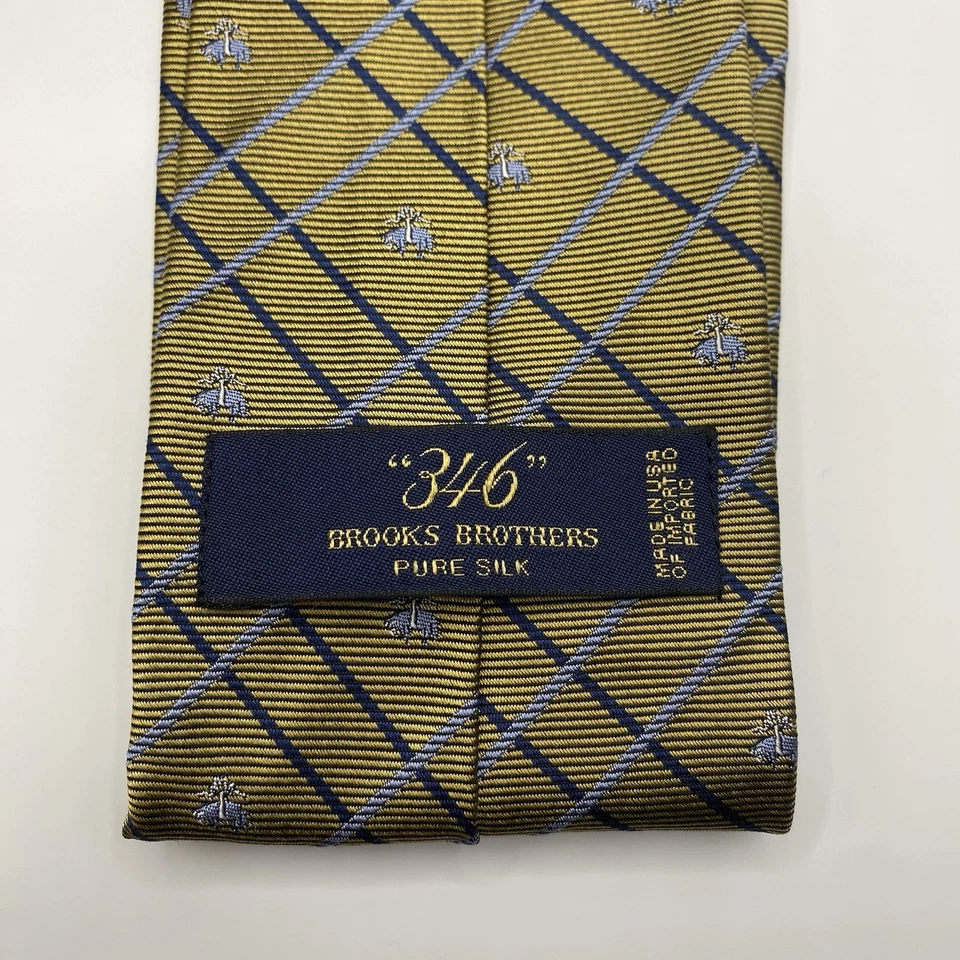 Corbata Brooks Brothers 346 58x3,25 seda oro logotipo foulard plata azul marino en muy buen estado Foto 3 de 4