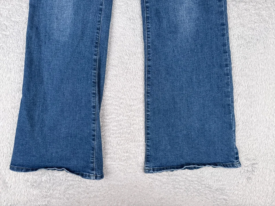 Maternity Jeans Womens Large Blue Flared Cotton Blend High Rise Stretch 30x30 - Image 2 of 4