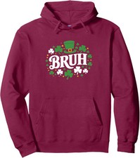 Bruh Shamrock Leprechaun Cute St Patricks Day Irish Unisex Hooded Sweatshirt