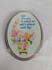 Abbey Press Wood Wall Decor Plaque Floral Life is a Vase Quote Cottagecore NEW