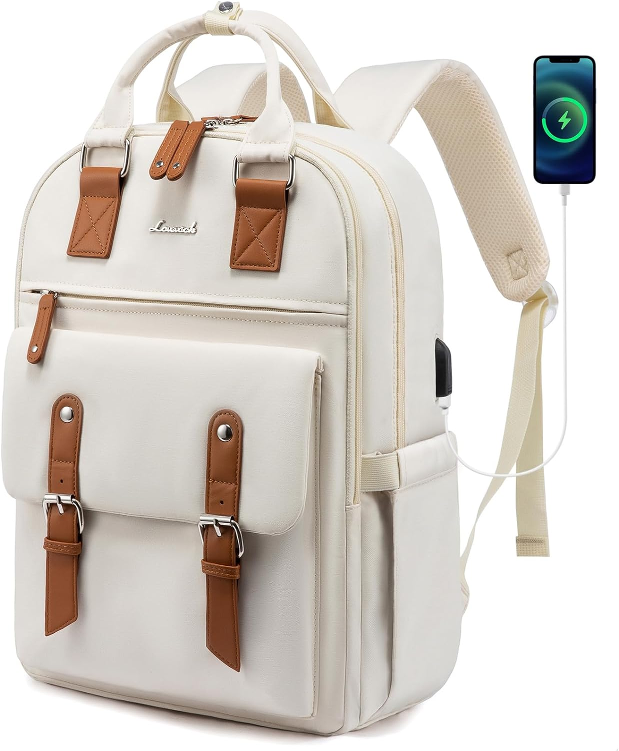Laptop Backpack for Women,Vintage Work Business Travel Backpack with USB Chargin-image
