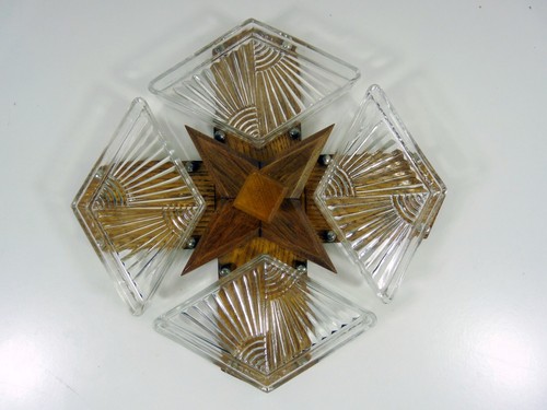 Serviteur Hors d'Oeuvres Verre et Bois Art Déco 1930 TBE - Imagen 2 de 12