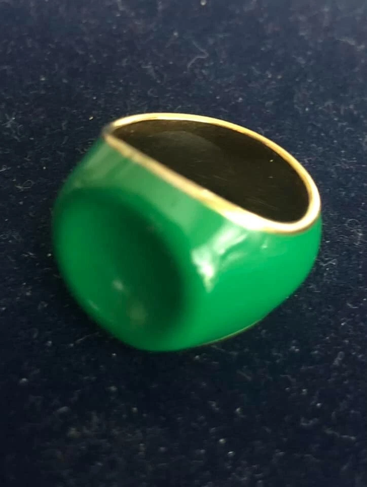 Anillo de metal de acero inoxidable esmalte verde 18k tamaño # 7 Foto 2 de 4