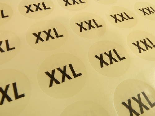 Herren Kleidergrößenaufkleber schwarz auf transparenten runden selbstklebenden Kleidetiketten - Bild 8 von 9