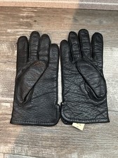 Sears Men  s Black Leather Gloves Size Small With 50 Rayon 50 Cotton