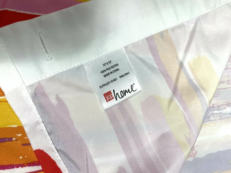 JC Penney Colorful Shower Curtain Red Pink Bright Long Bathroom Designer - Image 2 of 4