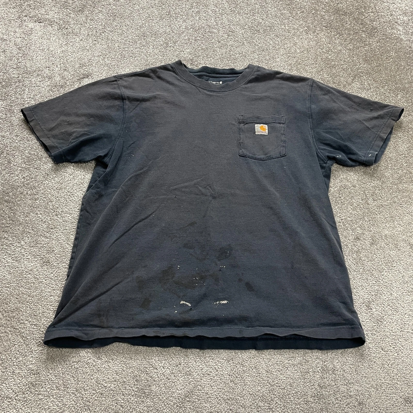 Carhartt K87 Loose Fit T-Shirt Men Large Blue Crew Neck Cotton Casual Pocket Tee