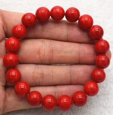 New Pretty 6/8/10/12/14mm Red coral Gemstone Round Beads Stretch Bracelet 7.5in