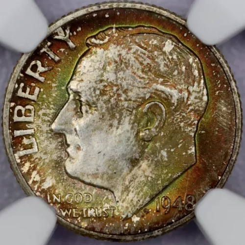 1948-D 10c Roosevelt Dime - NGC MS 68 FT Monster Toned