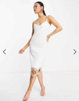 BNWT ASOS Starry Eyed Brand evening white and gold dress size 10 dress sold  out | eBay UK