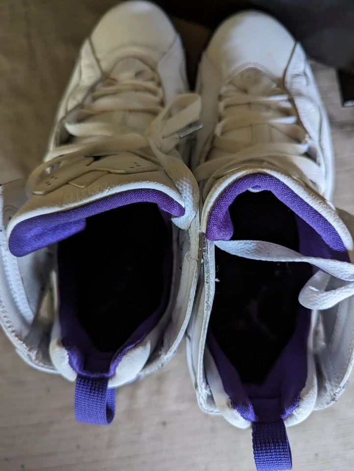 2008 Air Jordan истинный полет 342964-101 ретро туфли белый/фиолетовый размер 11,5 с коробкой - Изображение 4 из 4