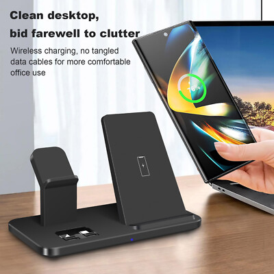 US 3In1 Fast Wireless Charging Station For Samsung Galaxy Watch 8 S26 Ultra S25+