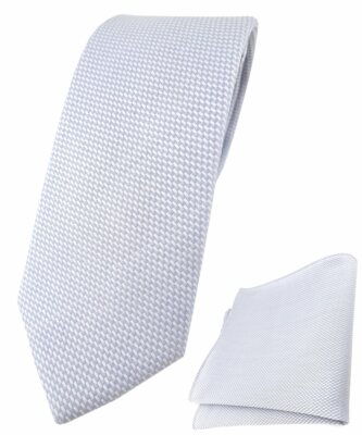 Produktbild von Schmale Krawatte Mit Einstecktuch Von TigerTie – Creme-beige, Uni, Aus Polyester, 150cm Lang