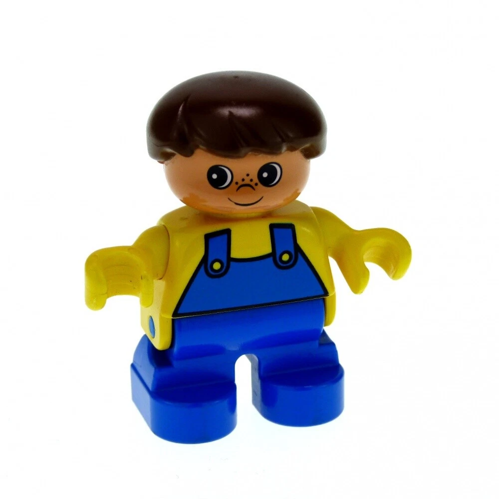 1x Lego Duplo Figurine Child Boy Bib Blue Sweater Yellow Hair Braun 6453pb006