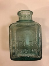 Large Size Green Glass Field's Ink & Gum Ink Bottle~ OF9