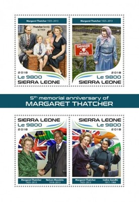 Sierra Leone - 2018 Margaret Thatcher - 4 Stamp Sheet - SRL18317a | eBay