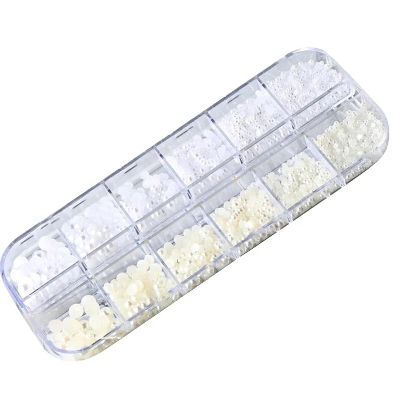 Art Rhinestones Half Round Pearls Mixed Size White Round Flatback Pearls - Image 4 of 4