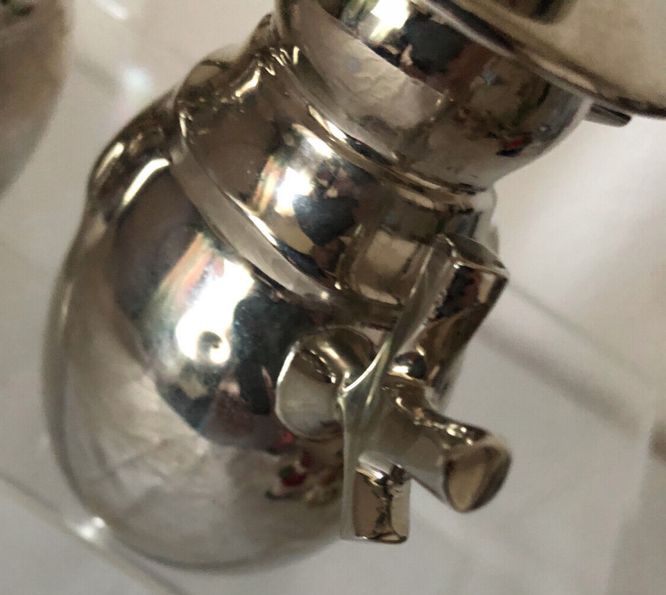 Set of 2 Silver Tone Heavy Metal Snowman Taper Candle Holders 5