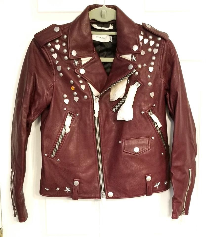 COACH MOTORCYCLE JACKET W/ BEATNICK RIVETS SIZE 00 Style 59611