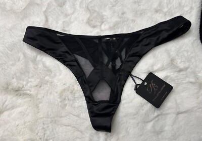 Honey Birdette VESNA  Black Mesh Panel Thong Medium