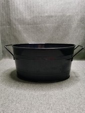 Planter Metal Oval Flower Plant Pot, Black 