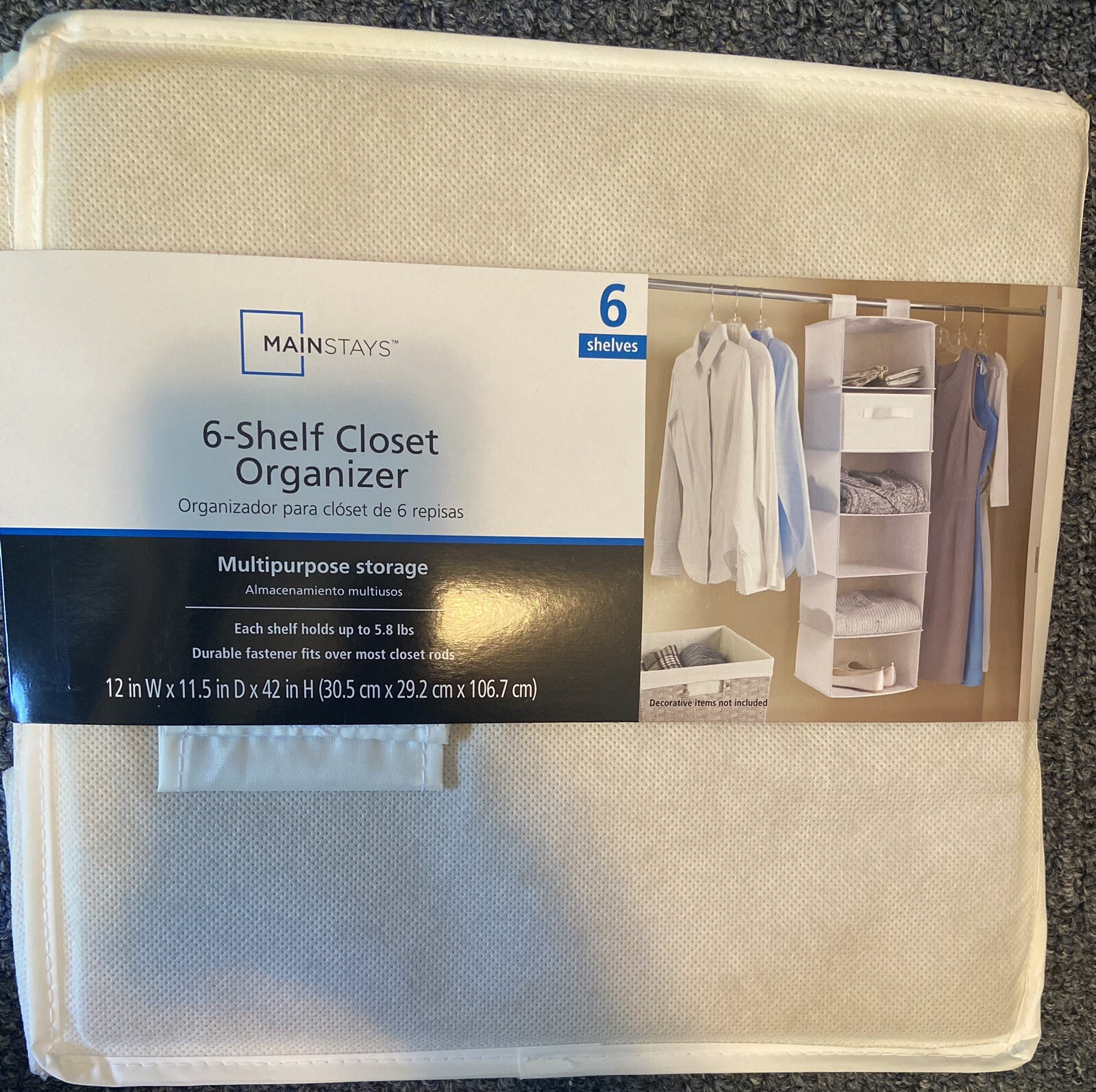 MAINSTAY 6Shelf Hanging NonWoven Closet Organizer (Arctic White