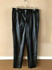 Women's Black Faux Leather On Front Pants Size M