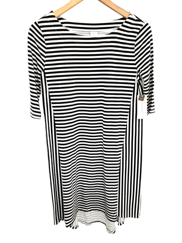 Peyton & Parker Black and White Size X- Small Striped Half Sleeve Women's Dress