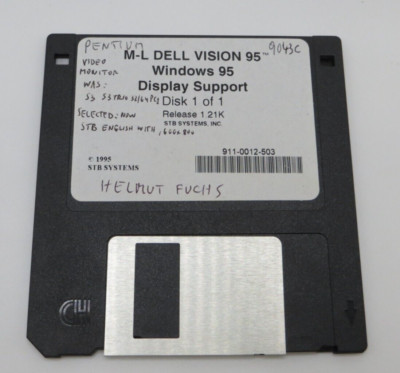 3.5'' Floppy Disk M-L DELL VISION 95 Windows 95 Display Support release 1.21K