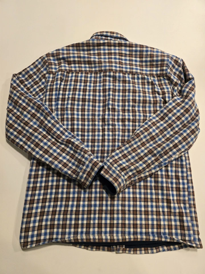 BOSTON TRADERS-Blue-Brown-Men's Plaid-Checker Lined Flannel-Luxury VTG Size Med - Image 2 of 4