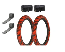 ALTALINE Bicycle 20" x 2.35" BLACK RED SemiSlick Tread (2) TIRES,TUBES,& STRIPS