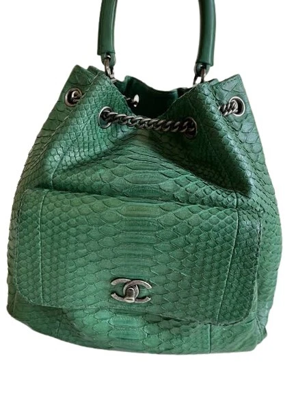 Chanel Gabrielle Backpack Drawstring bag In Phyton Exotic Rare Limited  Edition