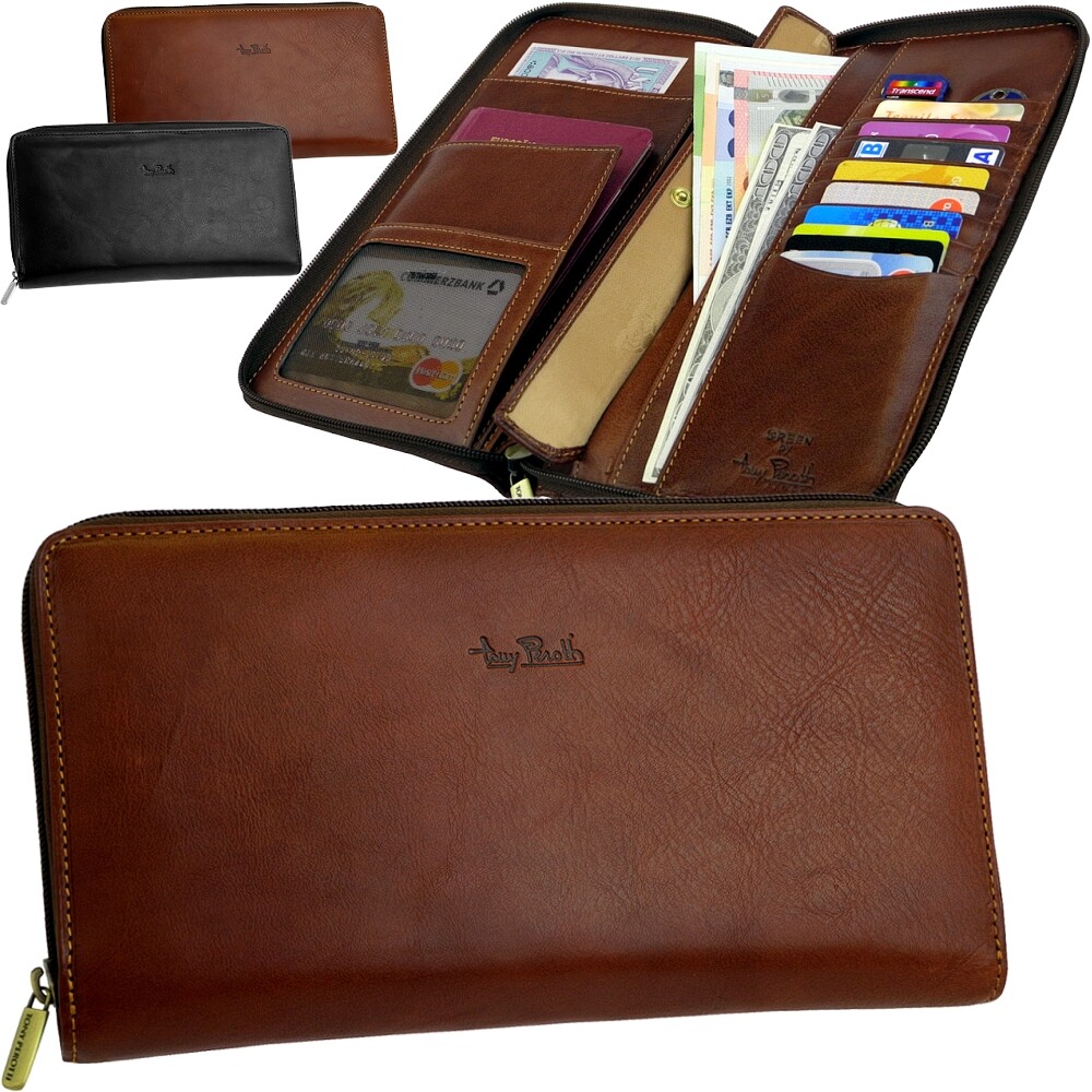 Tony Perotti Muy Grande Big Cartera De Viaje Para Pasaporte De Cuero