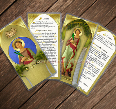 Saint St Corona, now patron of pandemics -  Eastern Orthodox laminated cards