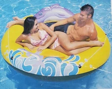 Vintage 2000 Intex The Wet Set Inflatable Dolphin Island #58212 Pool Float 72"