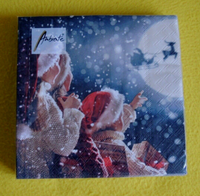 20 Servietten Kinder Weihnachtsmann Mond 1 Packung Weihnachten Schnee Ambiente