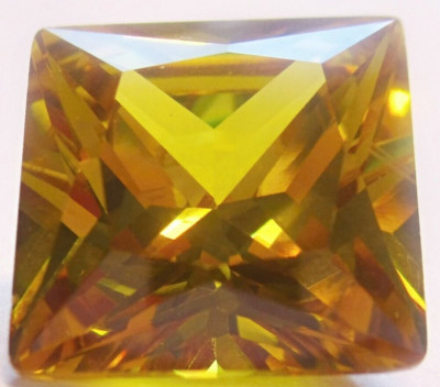 1 Cubic Zirkonia 10x10 mm, Quadrat, Gold, Princess-, synthetischer Edelstein