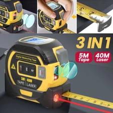 40M Digital Measure Tape Laser Distance Meter Measuring Tool Range Finder 3 in 1