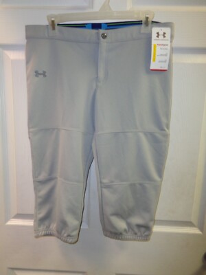 Under Armour 1251899 Girls HeatGear UA Softball Pant, Light Gray  Size YXL XL