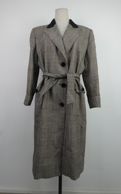 VALENTINO MISS V MANTEL JACKE DAMEN GR 46 JACKET WOMAN VINTAGE WOLLE KARIERT