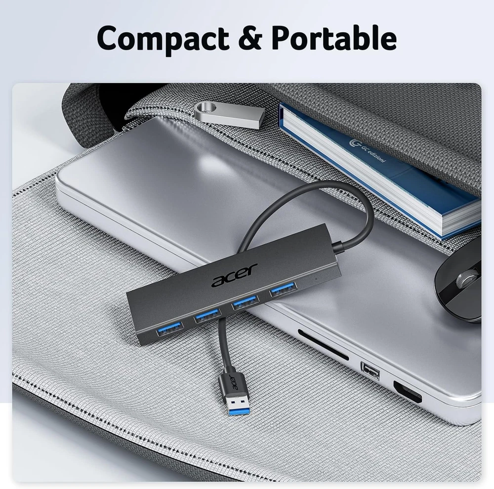 Acer 4-Port USB 3.0 Hub with 2ft Cable in Black