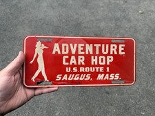 Adventure Car Hop Saugus Massachusetts License Plate Booster 1960s Plate Topper